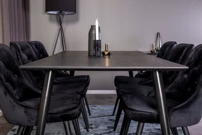 Rektangulært spisebord 180 x 90 Sort + Spisebordsstol 2-pak Sort