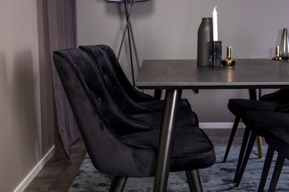 Rektangulært spisebord 180 x 90 Sort + Spisebordsstol 2-pak Sort