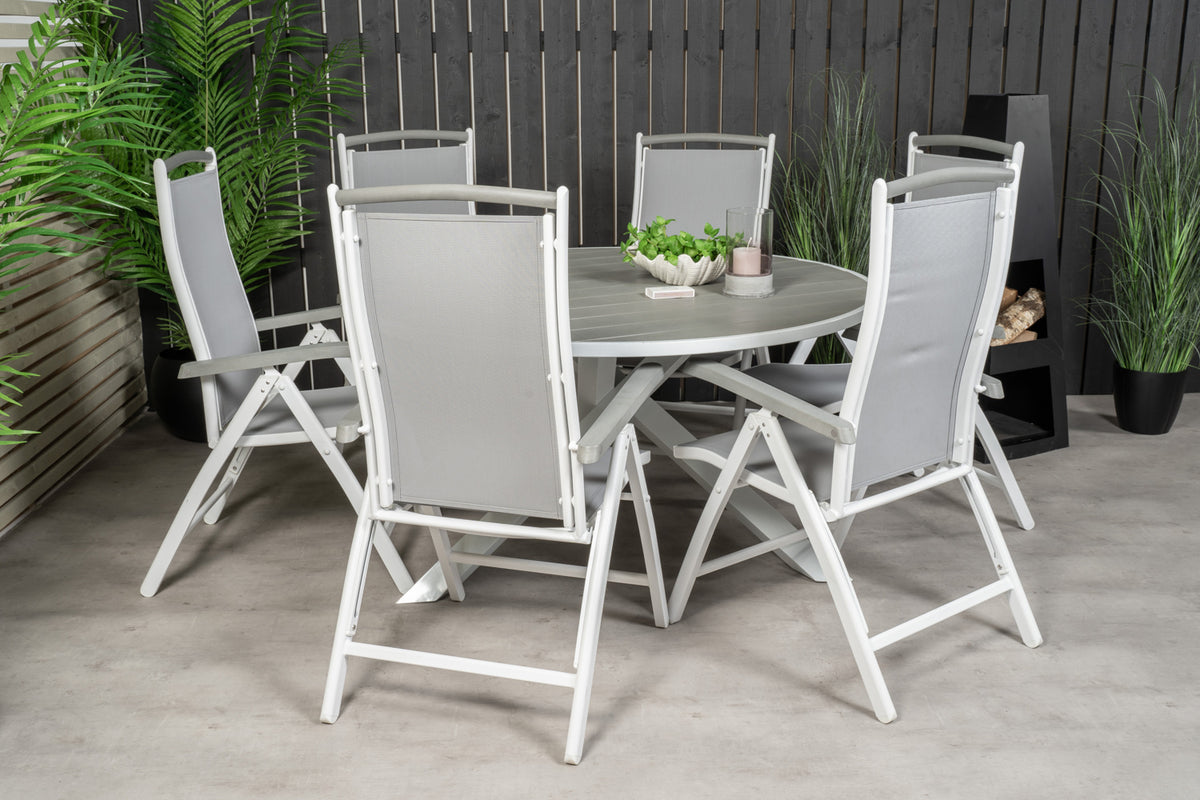 Parma & Albany Spisebord ⌀140 + Positionsstole Hvid