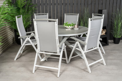 Parma & Albany Spisebord ⌀140 + Positionsstole Hvid