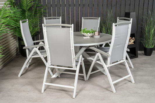 Parma & Albany Spisebord ⌀140 + Positionsstole Hvid