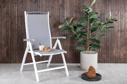 Parma & Albany Spisebord ⌀140 + Positionsstole Hvid