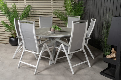 Parma & Albany Spisebord ⌀140 + Positionsstole Hvid