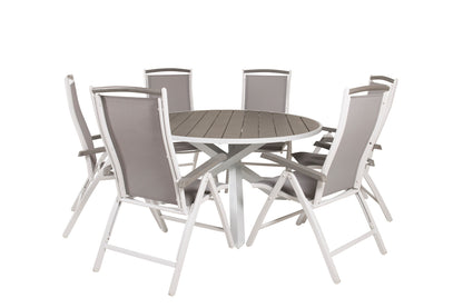 Parma & Albany Spisebord ⌀140 + Positionsstole Hvid