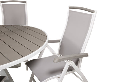 Parma & Albany Spisebord ⌀140 + Positionsstole Hvid