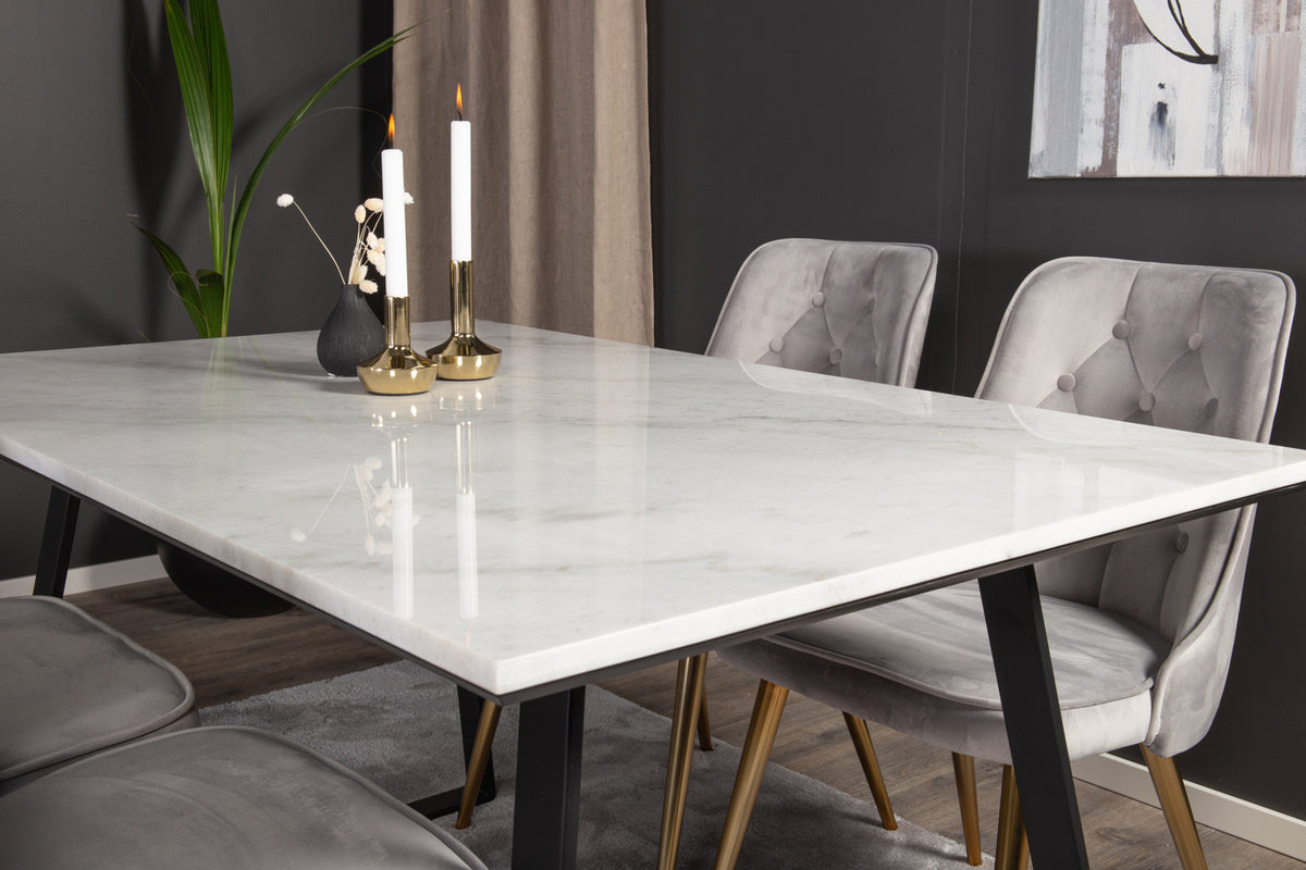 Rektangulært spisebord 140 x 90 Sort + Spisebordsstol 2-pak Grå