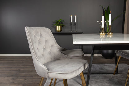 Rektangulært spisebord 140 x 90 Sort + Spisebordsstol 2-pak Grå