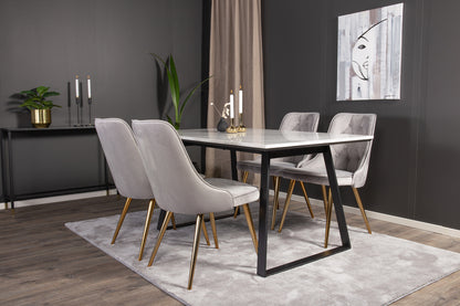 Rektangulært spisebord 140 x 90 Sort + Spisebordsstol 2-pak Grå