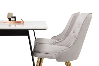 Rektangulært spisebord 140 x 90 Sort + Spisebordsstol 2-pak Grå