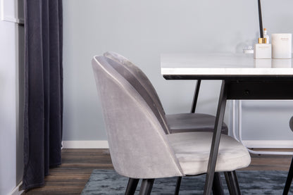 Rektangulært spisebord 140 x 90 Sort + Spisebordsstol 2-pak Grå