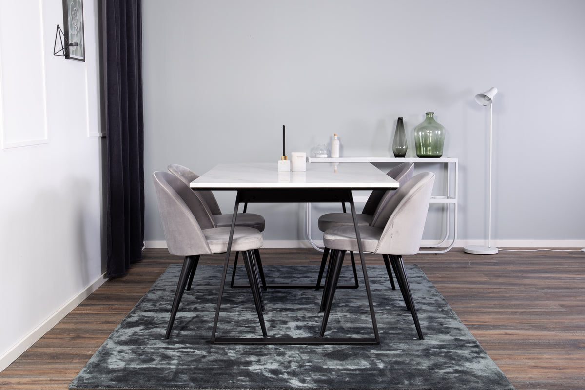 Rektangulært spisebord 140 x 90 Sort + Spisebordsstol 2-pak Grå