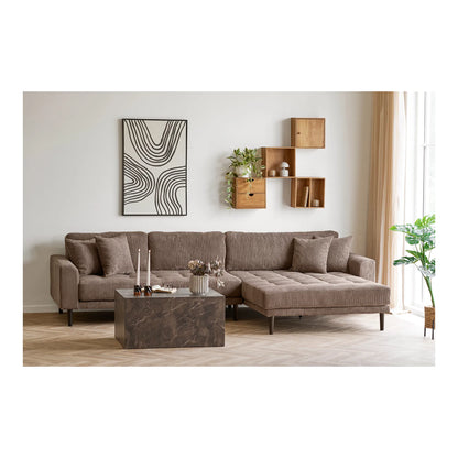Lido Lounge Sofa, højrevendt i brun fløjl
