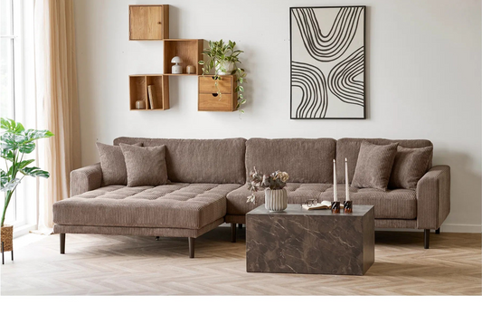 Lido Lounge Sofa, venstrevendt i brun fløjl