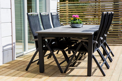 Venture Home Albany Spisebord 224x100 + Positionsstole Sort