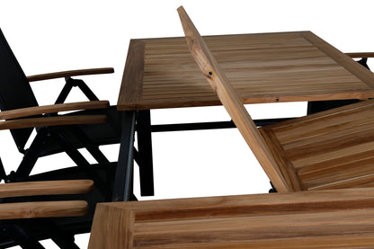 Panama Spisebord 224x100 + Positionsstole Sort