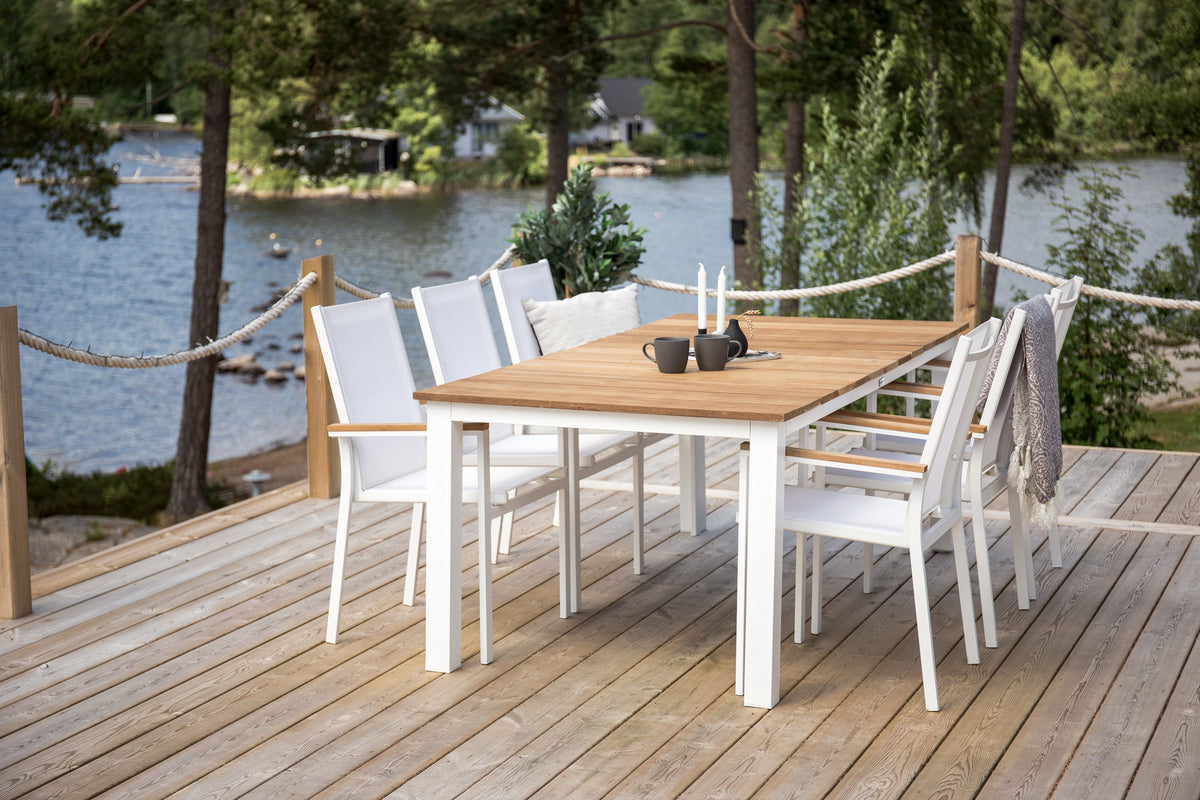 Mexico & Texas Spisebord 210x100 + Spisestole Hvid