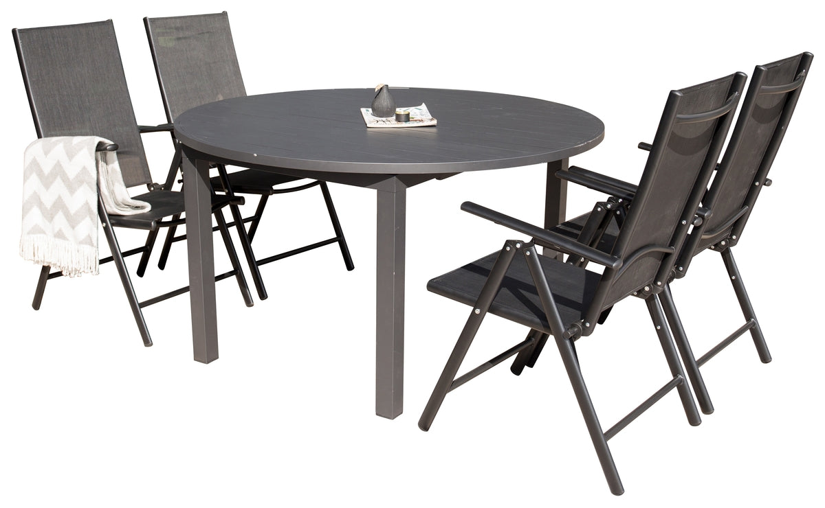 Break & Marbella Positionsstole Sort + Spisebord ⌀140