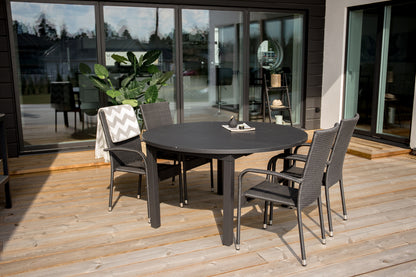 Anna & Marbella Spisestole Sort + Spisebord ⌀140