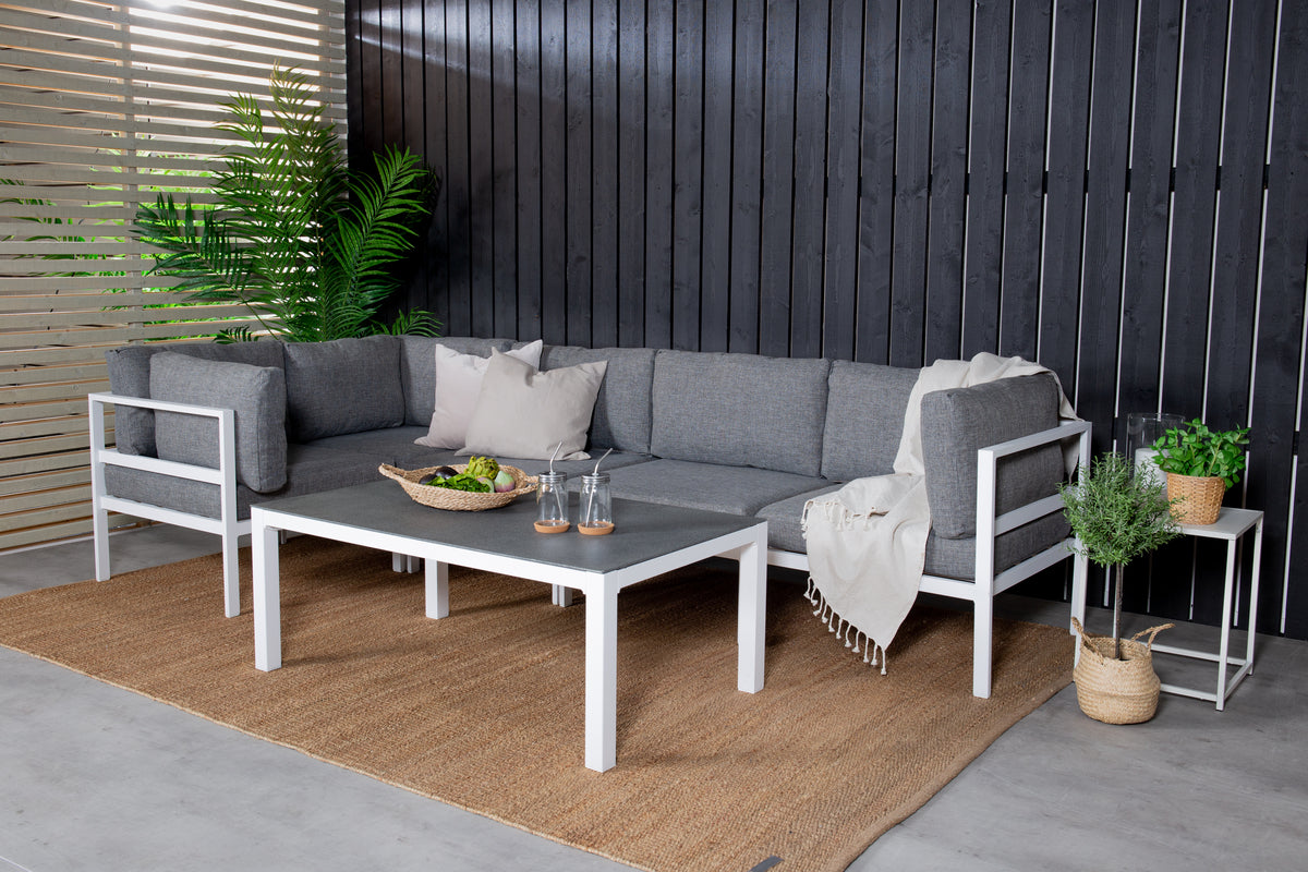 Sofamodul Hvid + Sofabord 120 x 70 Grå