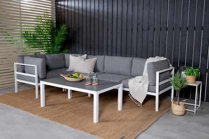 Sofamodul Hvid + Sofabord 120 x 70 Grå