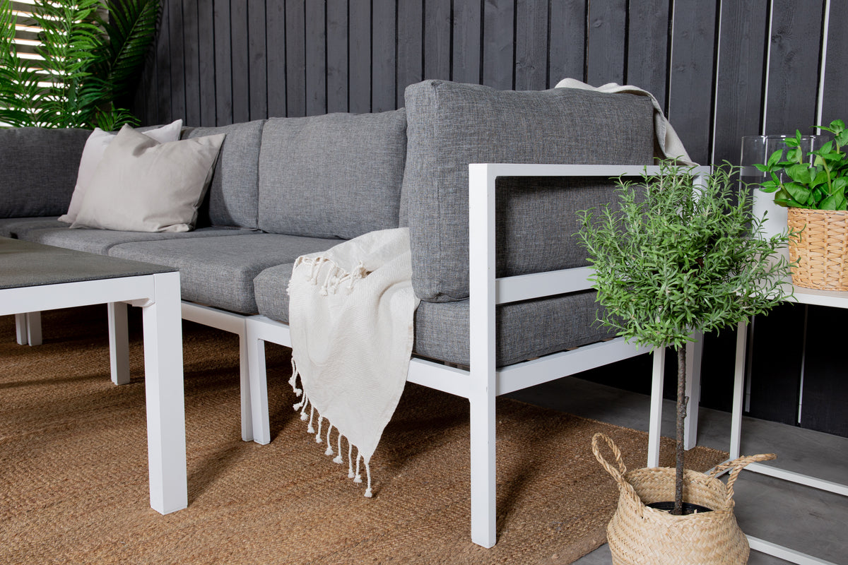 Sofamodul Hvid + Sofabord 120 x 70 Grå