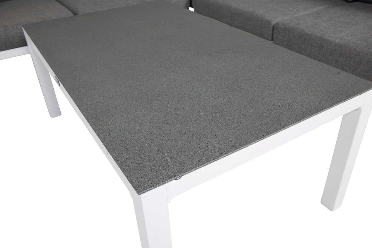 Sofamodul Hvid + Sofabord 120 x 70 Grå