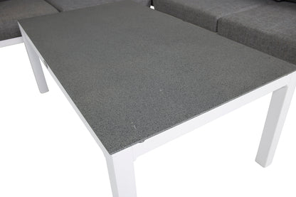 Sofamodul Hvid + Sofabord 120 x 70 Grå