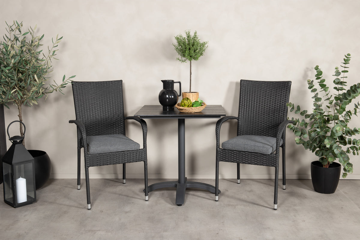 Venture Home Colorado & Anna Cafébord 70x70 + Spisestole Sort