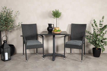 Venture Home Colorado & Anna Cafébord 70x70 + Spisestole Sort