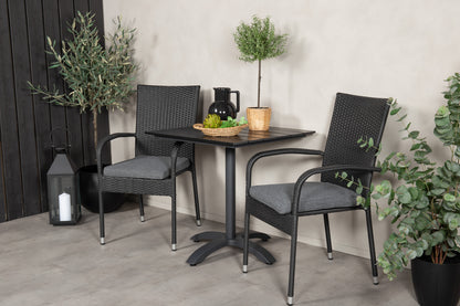 Venture Home Colorado & Anna Cafébord 70x70 + Spisestole Sort