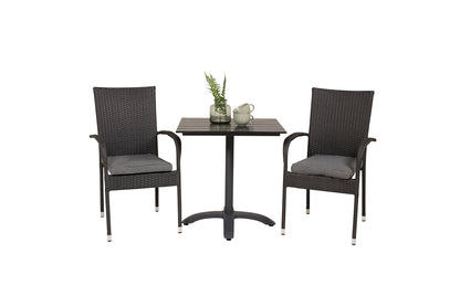 Venture Home Colorado & Anna Cafébord 70x70 + Spisestole Sort