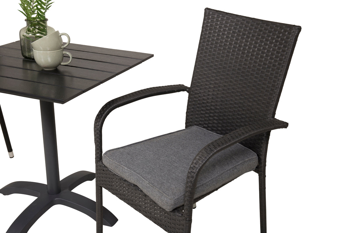 Venture Home Colorado & Anna Cafébord 70x70 + Spisestole Sort