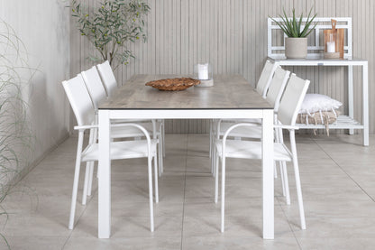 Santorini & Llama Spisestole Hvid + Spisebord 205x100