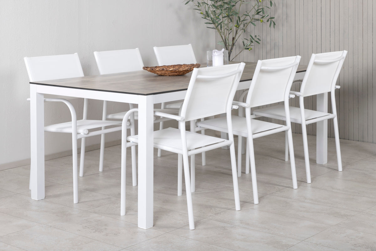 Santorini & Llama Spisestole Hvid + Spisebord 205x100