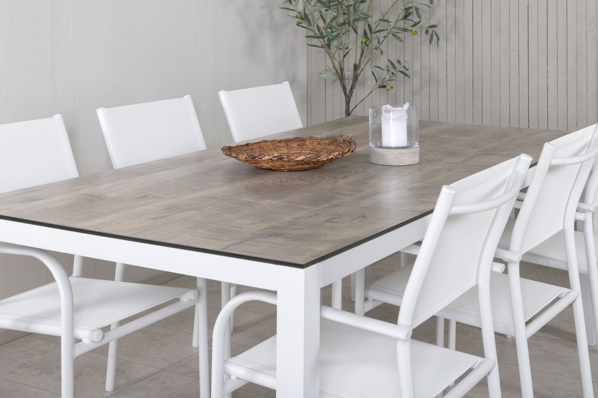 Santorini & Llama Spisestole Hvid + Spisebord 205x100