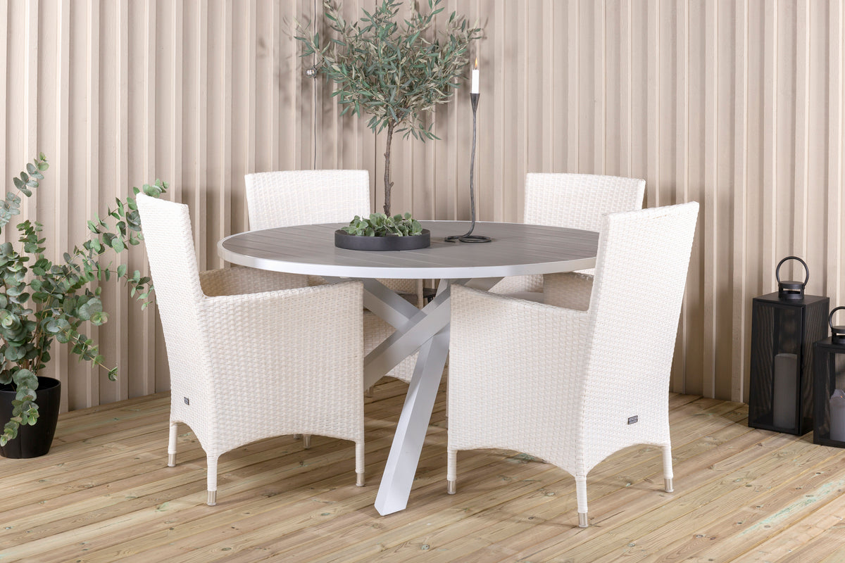 Parma & Malin Spisebord ⌀140 + Spisestole Hvid