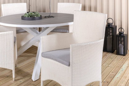 Parma & Malin Spisebord ⌀140 + Spisestole Hvid