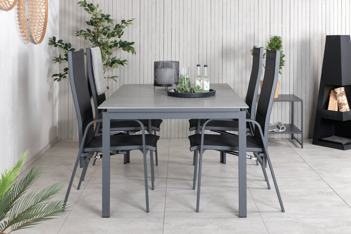 Levels & Copacabana Spisebord 160x100x75 + Reclinerstole Sort