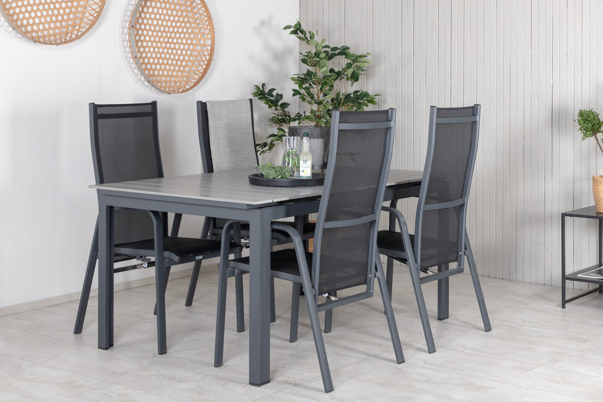 Levels & Copacabana Spisebord 160x100x75 + Reclinerstole Sort