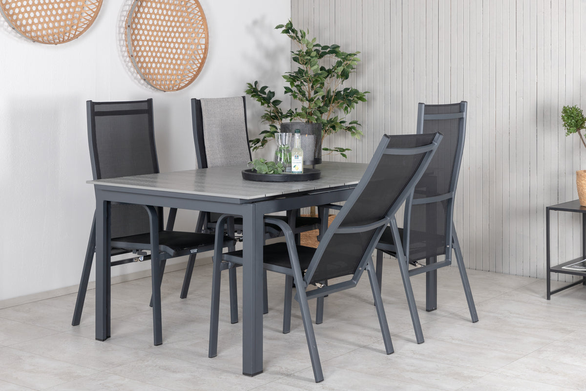 Levels & Copacabana Spisebord 160x100x75 + Reclinerstole Sort