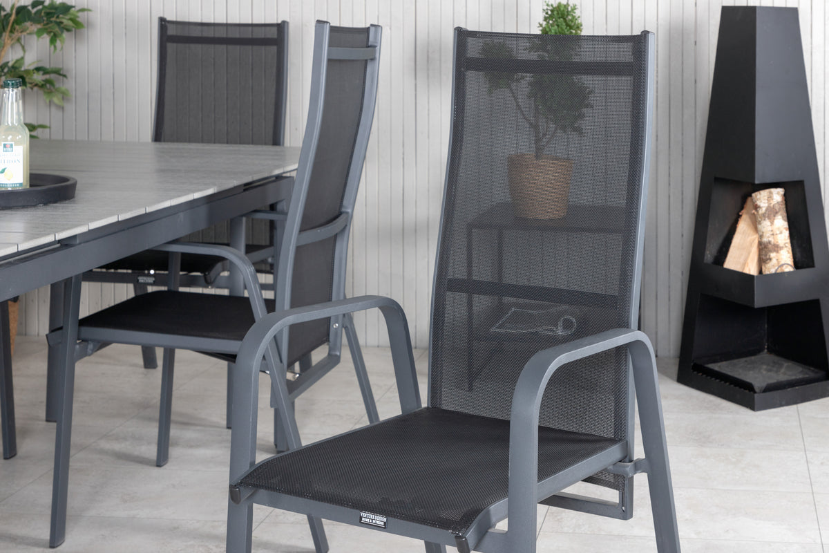 Levels & Copacabana Spisebord 160x100x75 + Reclinerstole Sort