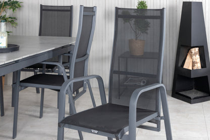 Levels & Copacabana Spisebord 160x100x75 + Reclinerstole Sort