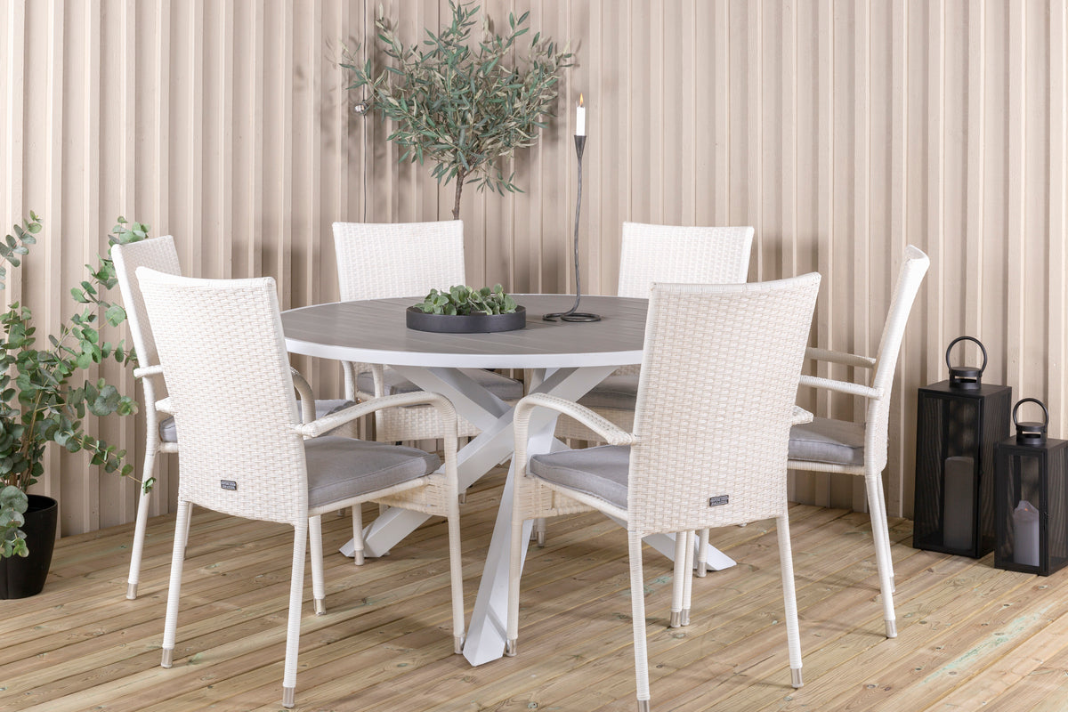 Parma & Anna Rundt Spisebord ø140 Hvid + Spisestole Hvid