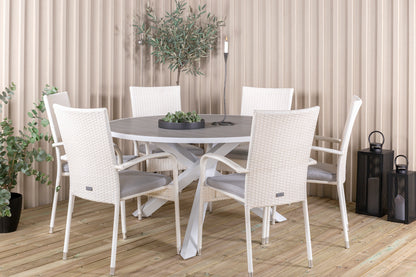 Parma & Anna Rundt Spisebord ø140 Hvid + Spisestole Hvid