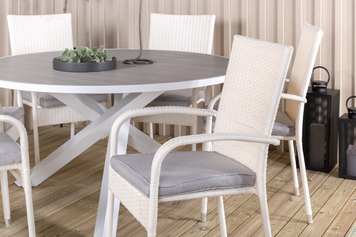 Parma & Anna Rundt Spisebord ø140 Hvid + Spisestole Hvid