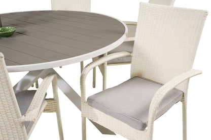 Parma & Anna Rundt Spisebord ø140 Hvid + Spisestole Hvid