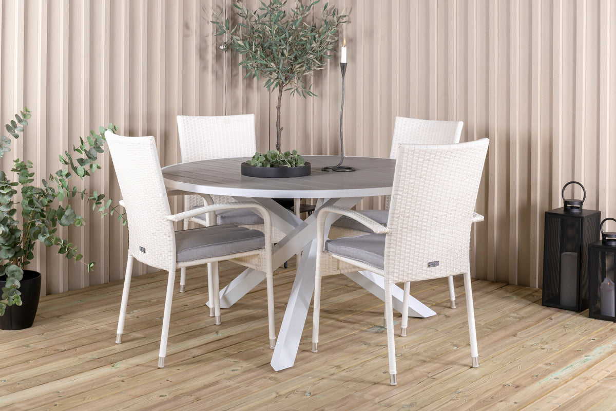 Parma & Anna Rundt Spisebord ø140 Hvid + Spisestole Hvid