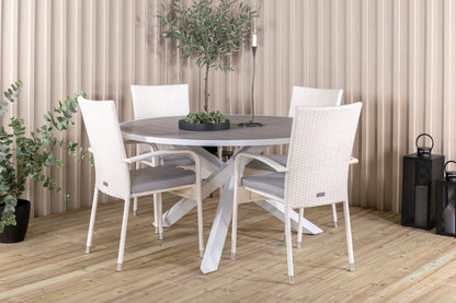 Parma & Anna Rundt Spisebord ø140 Hvid + Spisestole Hvid