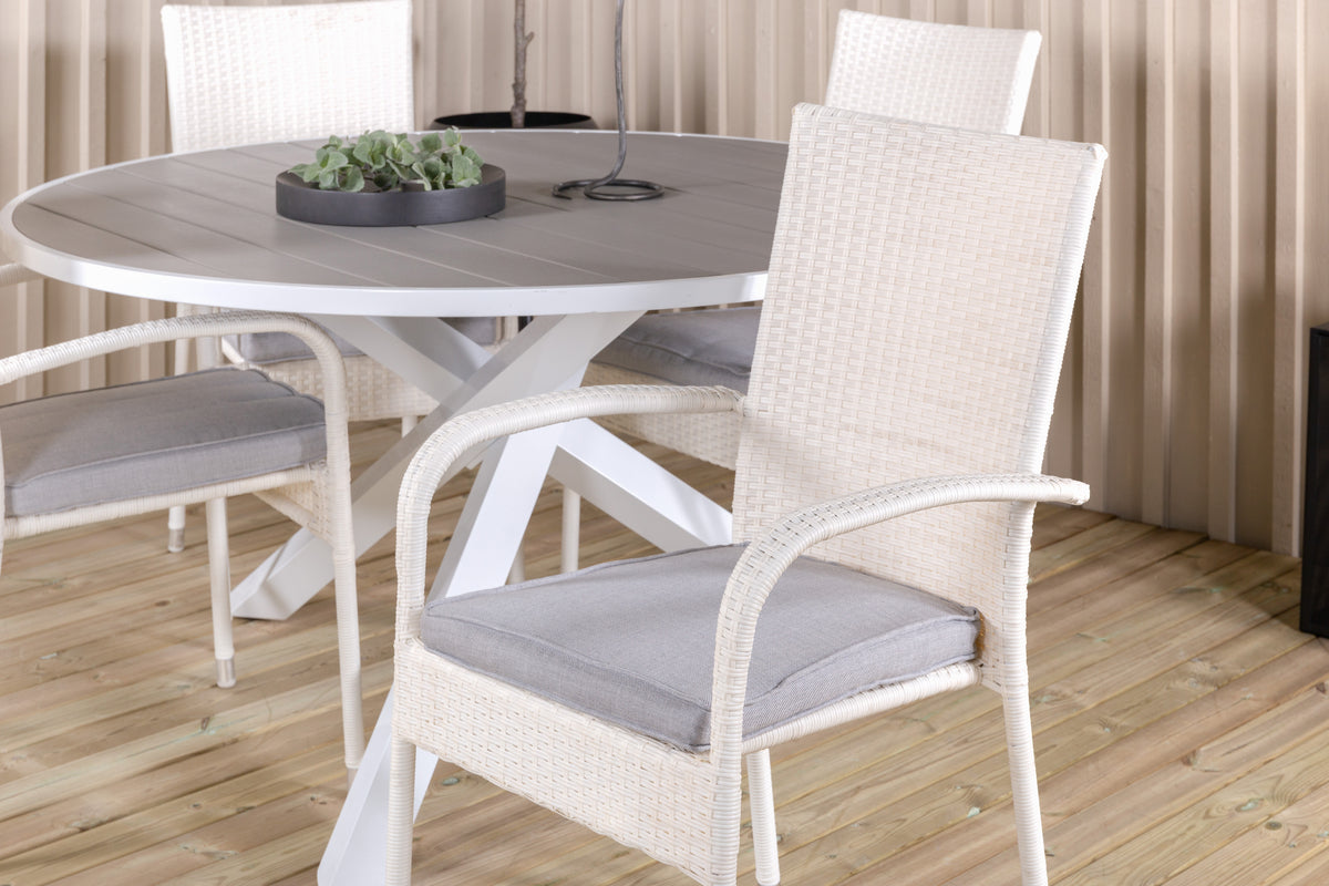 Parma & Anna Rundt Spisebord ø140 Hvid + Spisestole Hvid