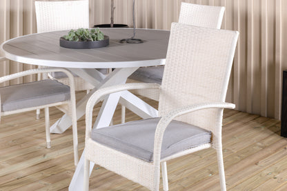 Parma & Anna Rundt Spisebord ø140 Hvid + Spisestole Hvid